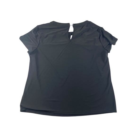 AUW Black Cutout Neck Short Sleeve Keyhole Back Top Women's Size L - Picture 6 of 6